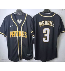 Men's San Diego Padres #3 Jackson Merrill 2026 Black Fashion Cool Base Jersey