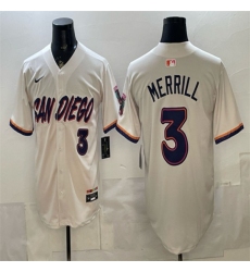 Men's San Diego Padres #3 Jackson Merrill Cream 2026 City Connect Stadium Stitched Baseball Jersey