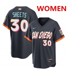 Women's San Diego Padres #30 Gavin Sheets Obsidian 2026 City Connect Stadium Stitched Baseball Jersey(Run Small)