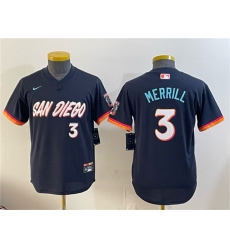 Youth San Diego Padres #3 Jackson Merrill Obsidian 2026 City Connect Stadium Stitched Baseball Jersey