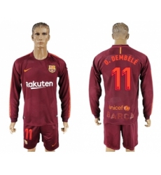 Barcelona #11 O.Dembele Sec Away Long Sleeves Soccer Club Jersey