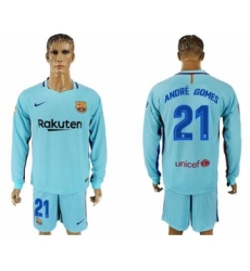 Barcelona #21 Andre Gomes Away Long Sleeves Soccer Club Jersey
