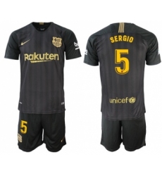 Barcelona #5 Sergio Black Soccer Club Jersey