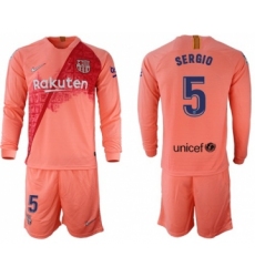 Barcelona #5 Sergio Third Long Sleeves Soccer Club Jersey