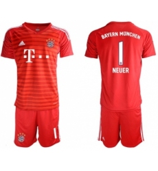 Bayern Munchen #1 Neuer Red Goalkeeper Soccer Club Jersey