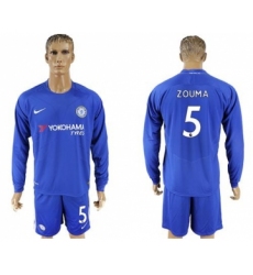 Chelsea #5 Zouma Home Long Sleeves Soccer Club Jersey