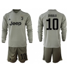 Juventus #10 Dybala Away Long Sleeves Soccer Club Jersey