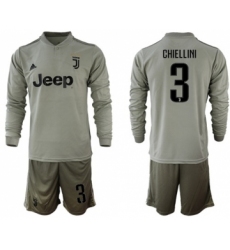 Juventus #3 Chiellini Away Long Sleeves Soccer Club Jersey