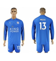Leicester City #13 Musa Home Long Sleeves Soccer Club Jersey