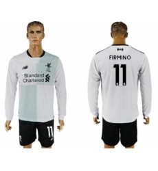 Liverpool #11 Firmino Away Long Sleeves Soccer Club Jersey