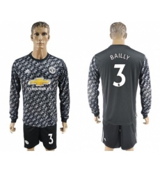 Manchester United #3 Bailly Black Long Sleeves Soccer Club Jersey