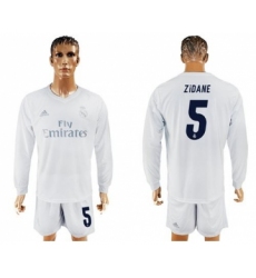 Real Madrid #5 Zidane Marine Environmental Protection Home Long Sleeves Soccer Club Jersey