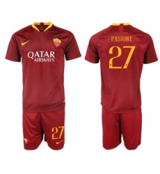 Roma #27 Pastore Red Home Soccer Club Jersey