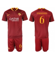 Roma #6 Strootman Red Home Soccer Club Jersey