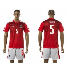 Austria #5 Fuchs Red Home Soccer Country Jersey