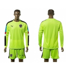 Austria Blank Shiny Green Goalkeeper Long Sleeves Soccer Country Jersey