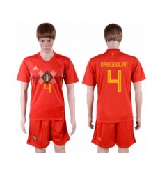 Belgium #4 Nainggolan Red Soccer Country Jersey