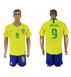 Brazil #9 Ronalno Home Soccer Country Jersey