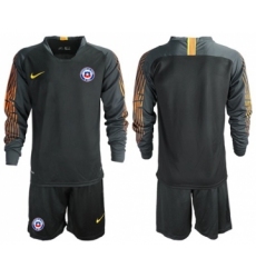 Chile Blank Black Goalkeeper Long Sleeves Soccer Country Jersey