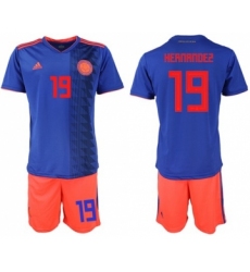 Colombia #19 Hernandez Away Soccer Country Jersey
