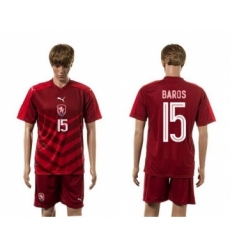 Czech #15 Baros Red Home Soccer Country Jersey