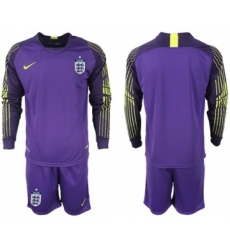 England Blank Purple Goalkeeper Long Sleeves Soccer Country Jersey