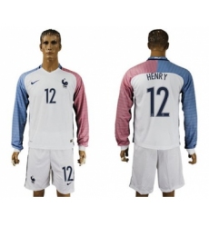 France #12 Henry Away Long Sleeves Soccer Country Jersey