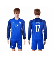 France #17 Digne Home Long Sleeves Soccer Country Jersey