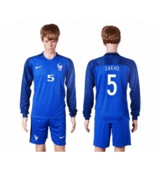 France #5 Sakho Home Long Sleeves Soccer Country Jersey
