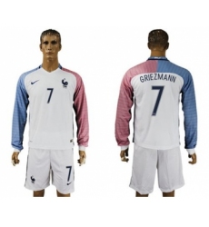 France #7 Griezmann Away Long Sleeves Soccer Country Jersey