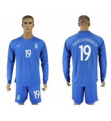 Greece #19 Papastathopoulos Away Long Sleeves Soccer Country Jersey