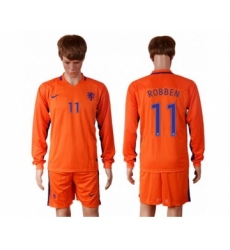 Holland #11 Robben Home Long Sleeves Soccer Country Jersey