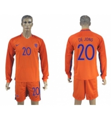 Holland #20 De Jong Home Long Sleeves Soccer Country Jersey