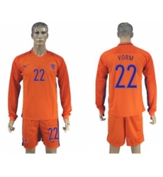 Holland #22 Vorm Home Long Sleeves Soccer Country Jersey