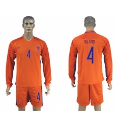 Holland #4 Blind Home Long Sleeves Soccer Country Jersey