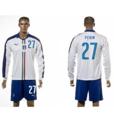 Italy #27 Perin White Away Long Sleeves Soccer Country Jersey