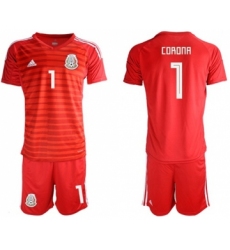 Mexico #1 Corona Red Goalkeeper Soccer Country Jersey