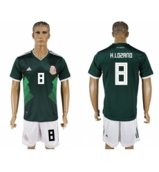 Mexico #8 H.Lozano Green Home Soccer Country Jersey