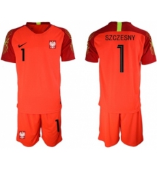 Poland #1 Szczesny Red Goalkeeper Soccer Country Jersey