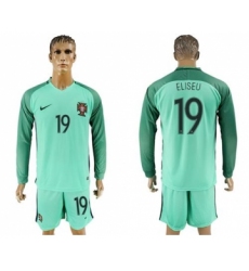 Portugal #19 Eliseu Away Long Sleeves Soccer Country Jersey