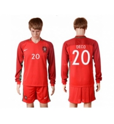 Portugal #20 Deco Home Long Sleeves Soccer Country Jersey