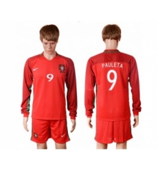 Portugal #9 Pauleta Home Long Sleeves Soccer Country Jersey