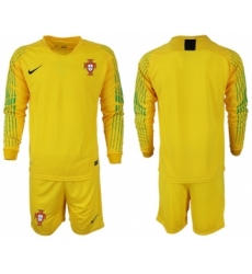 Portugal Blank Yellow Goalkeeper Long Sleeves Soccer Country Jersey