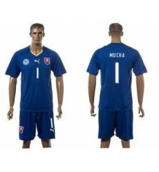 Slovakia #1 Mucha Blue Away Soccer Country Jersey