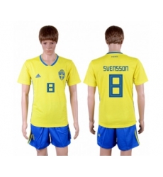 Sweden #8 Svensson Home Soccer Country Jersey