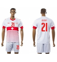 Switzerland #21 Burki Away Soccer Country Jersey