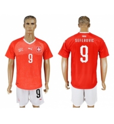 Switzerland #9 Seferovic Red Home Soccer Country Jersey