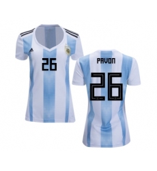 Women's Argentina #26 Pavon Home Soccer Country Jersey