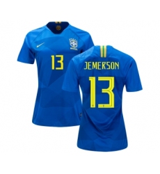 Women's Brazil #13 Jemerson Away Soccer Country Jersey