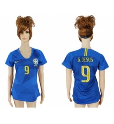 Women's Brazil #9 G.Jesus Away Soccer Country Jerseye